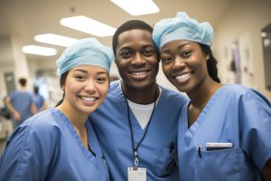 Healthcare professionals collaborating in a hospital
